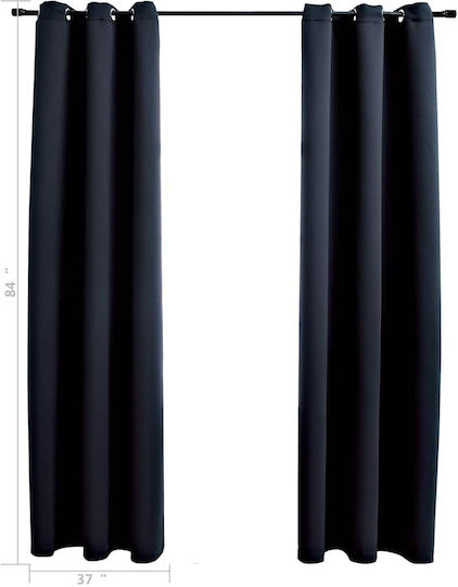 vidaXL Set Blackout Window Curtains With Black Grommets 97x213cm