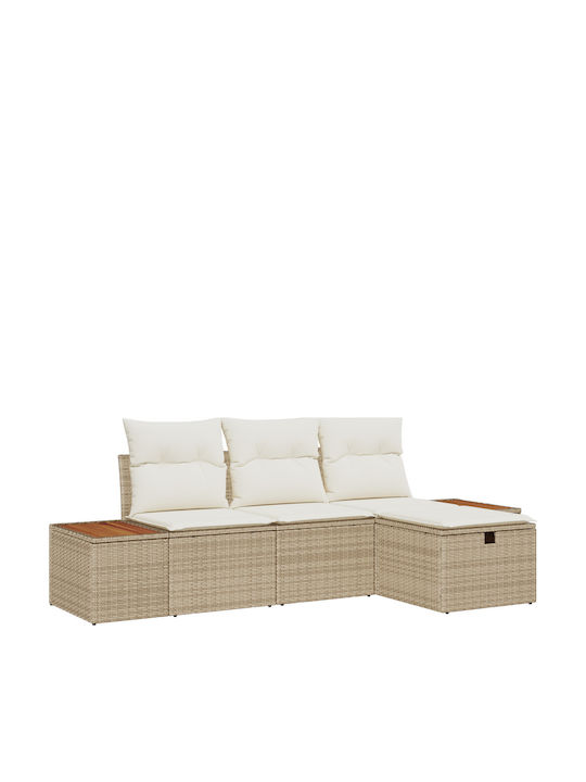 Corner Outdoor Sofa Rattan with Cushions 55x62x69cm