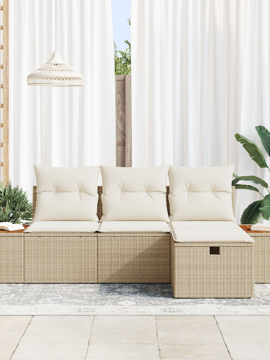 Corner Outdoor Sofa Rattan with Cushions 55x62x69cm