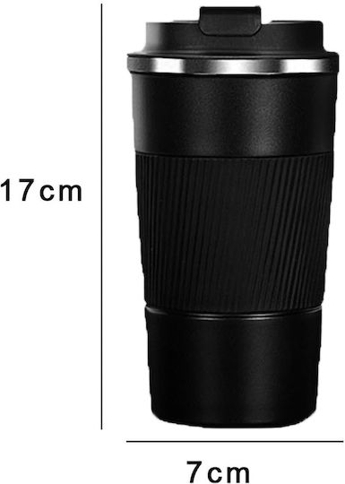 Uncle George Glass Thermos Stainless Steel / Aluminum BPA Free 500ml Mouthpiece Black with Mouthpiece
