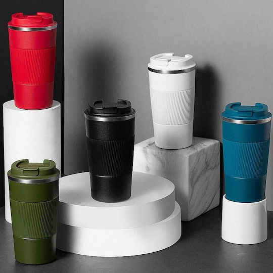 Uncle George Glass Thermos Stainless Steel / Aluminum BPA Free 500ml White Mouthpiece with Mouthpiece