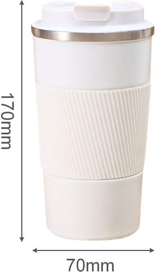 Uncle George Glass Thermos Stainless Steel / Aluminum BPA Free 500ml White Mouthpiece with Mouthpiece