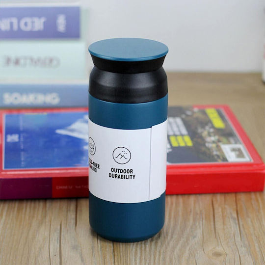 Uncle George Uncle George Stainless Steel Plastic Thermos Bottle BPA Free 500ml Recyclable Blue