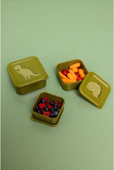 Trixie Nesting Snack Box Πλαστικό Παιδικό Σετ Φαγητού Δεινόσαυροι Πράσινο 11.5 x 11.5 x 6.5εκ.