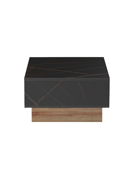 Rectangular Central Coffee Table Dekost Wooden Oak With Black Marble L105xW50xH32cm