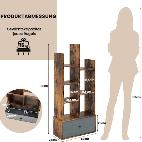Bookcase Brown 53x24x118cm