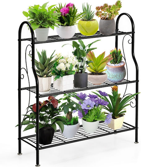 Costway Blumentopf-Regal Metall Schwarz 72cmx25cmx85cmcm.