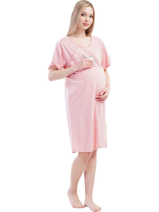 Cămașă de noapte de maternitate și alăptare Pink