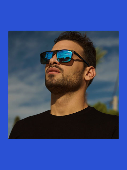 Ghetto Herren Sonnenbrille mit Blau Gestell und Blau Linse K38189 BLUE