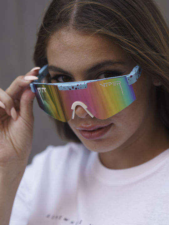 Ghetto Ochelari De Soare Unisex Cu Culoare Full Face Albastru Deschis Și Culoare Albastru HS2047 Blue Miami