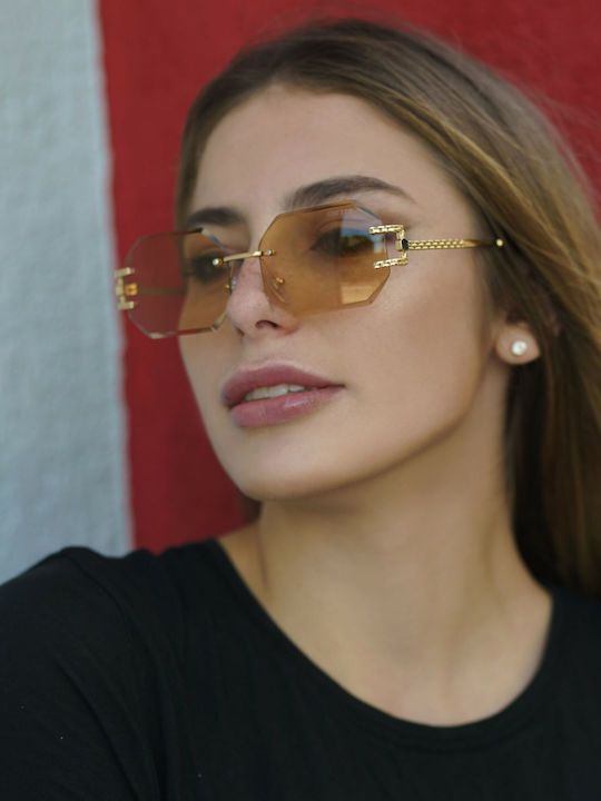 Ghetto Women's Sunglasses with Gold Frame and Gold Lens K39079-C05 CHAMPAGNE