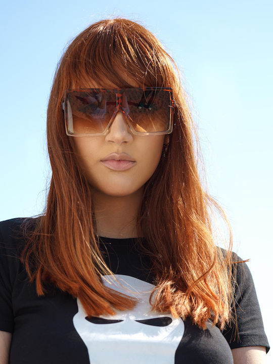 Ghetto Women's Sunglasses with Beige Frame and Beige Lens lm000-3 Sand Red