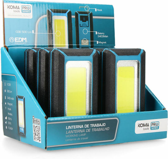 EDM Grupo Battery Workshop Light LED IP44 with Brightness up to 500lm