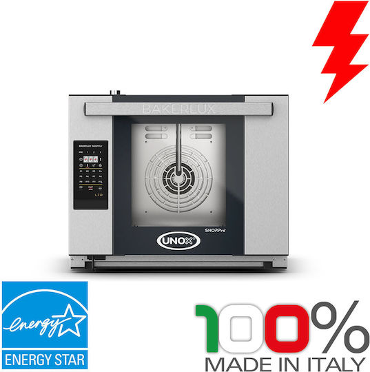 Electric Convection Oven with Humidity 4 Trays Unox Countertop Bakerlux Shop.pro Touch Xefr-04hs-eldv