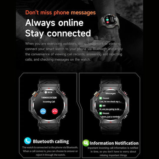 Smartwatch Microwear Kc91 Rosa Silikon