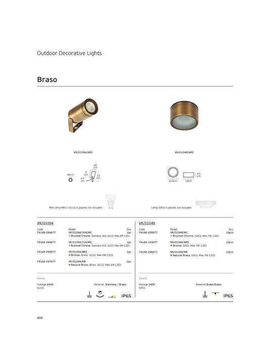 VK Lighting Wasserdicht Spot Deckenleuchte für den Außenbereich GX53 in Bronze Farbe 74168-206677