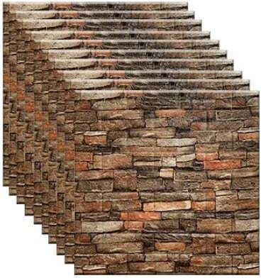 Set 20 Self-adhesive Wallpapers Foxmag24 3d Brick Water-resistant 70 Cm X 77 Cm Brown Washable Set 20 Self-adhesive Wallpapers Foxmag24 3d Brick Water-resistant 70 Cm X 77 Cm Brown Washable