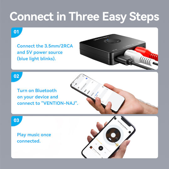 Vention Audio Bluetooth Receiver 3.5mm/2 RCA