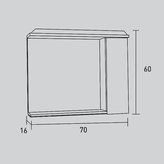Pro Bagno 312A Καθρέπτης Led από Μοριοσανίδα με Ντουλάπι 70x16cm Λευκός