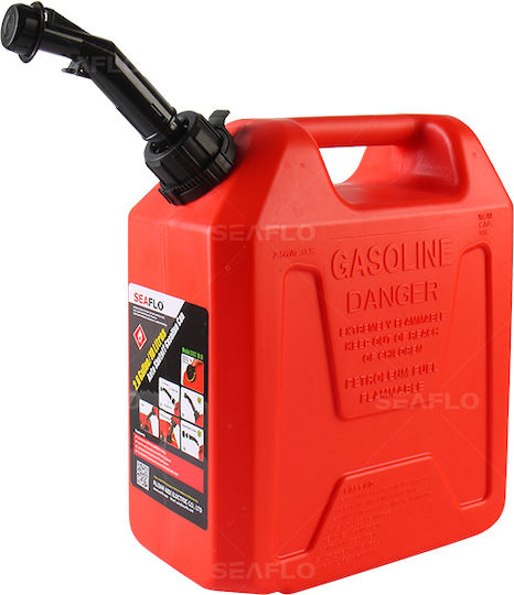 Seaflo Double Compartment Plastic Fuel Can With Extension Tube 10L Red