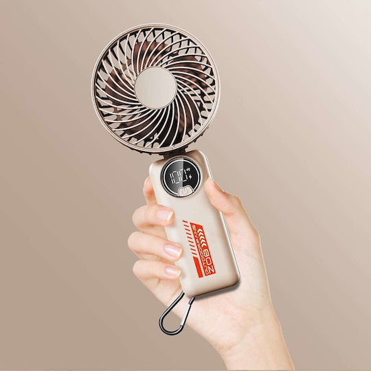 Techsuit Handheld Fan Premium Mini Z8 Digital Led Display Rechargeable Usb-c Port 3 Wind Speeds 2a 3600mah Green