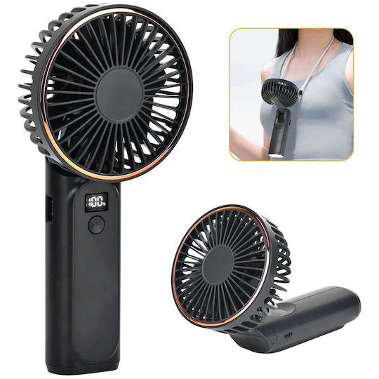 Techsuit Handheld Ventilator Premium Mini M12 Digital LED Display Rechargeable USB-C Port 6 Wind Speeds 5000mAh Schwarz