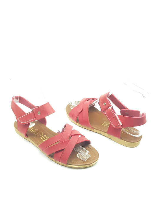 Women's Flat Sandals in Red Color