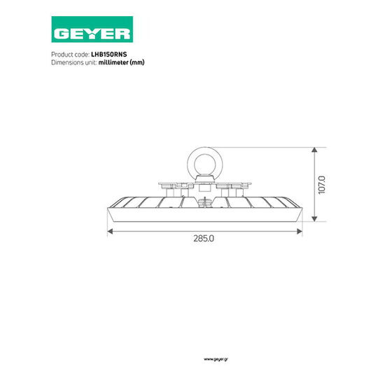 Geyer Commercial Bell Light 150W Cool White 15000lm with Built-in LED Black