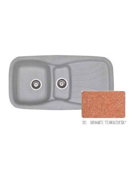Sanitec Classic Drop-In Spüle Links aus Verbundgranulat B97xT51cm Granite Rust