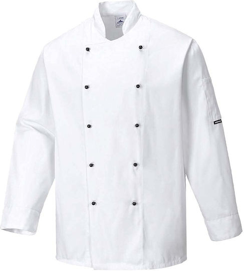 Portwest Chef Jacket Unisex White with Long Sleeve