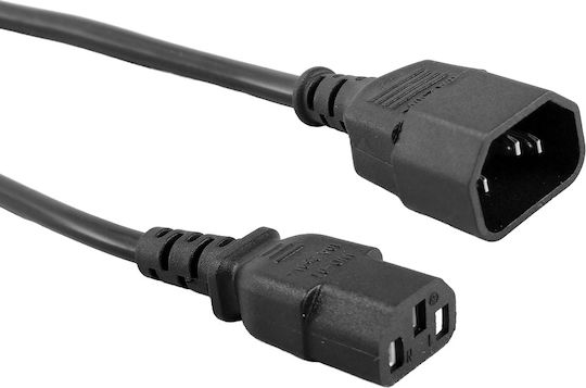 Powertech IEC C13 - IEC C14 Кабел 1м Черен (CAB-P039)