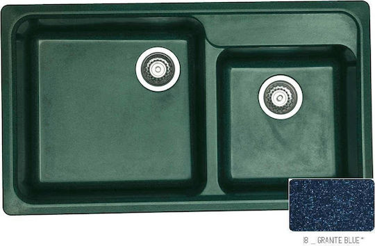 Sanitec Classic Drop-In Spüle Links aus Verbundgranulat B90xT51cm Granite Blue