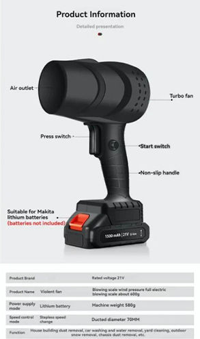 Handheld Laubbläser 36V mit 2 Batterien