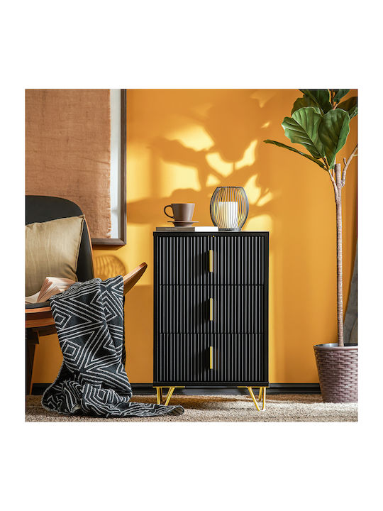Nachttisch Holz mit Metallbeinen Schwarz 40x63x40cm