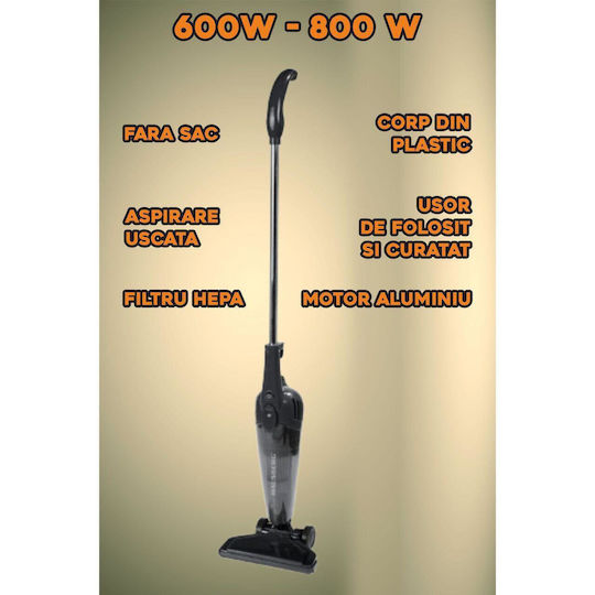 Hausberg Electrică Aspirator 2 în 1 Stick & De Mână 600W Neagră HB2025NG
