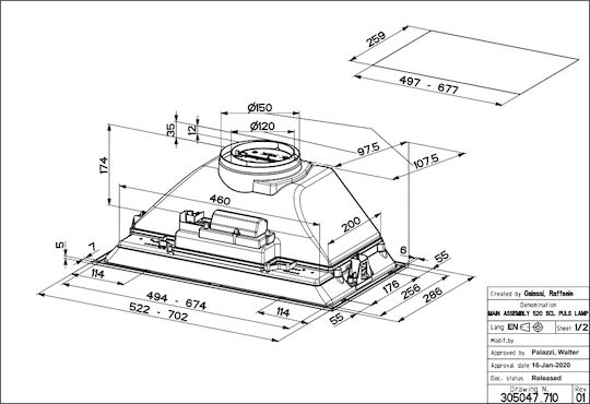 Faber Inka Smart HC X A70 Absaugmechanismus 70cm Inox