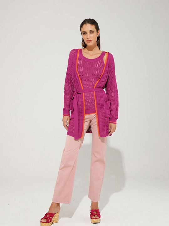 Jachetă de damă tricotată în Fuchsia Culoare