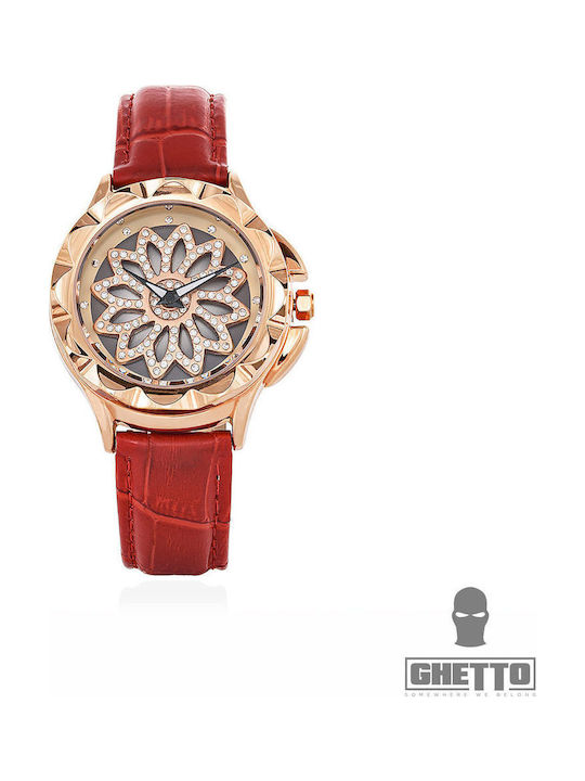Ghetto Ρολόι Μπαταρίας με Δερμάτινο Λουράκι