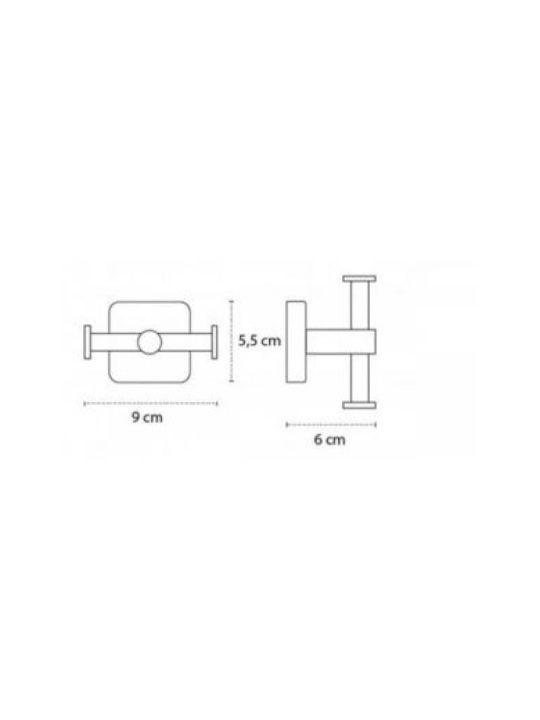 Karag Quattro Double Bathroom Hook With Screws 9x5.5cm Inox Silver