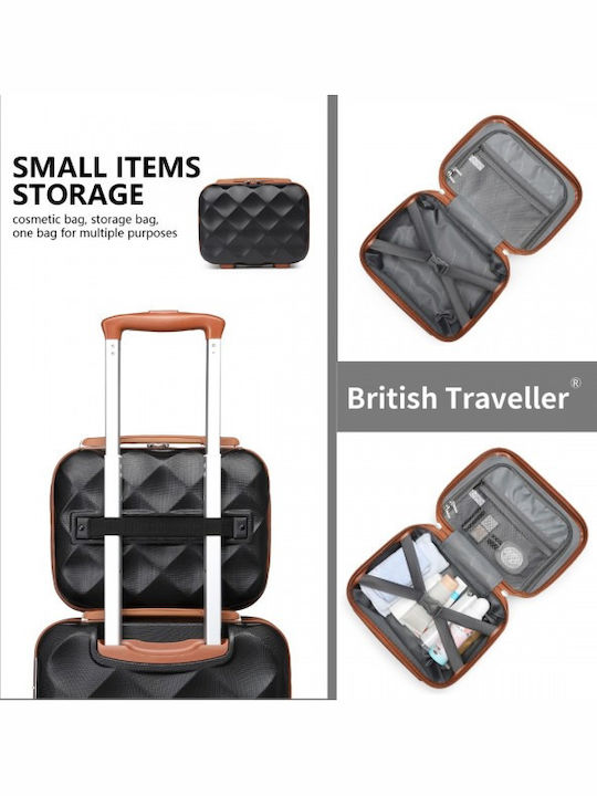 Miss Lulu British Traveller Ultralight Abs Polycarbonate Vanity Case Black Brown