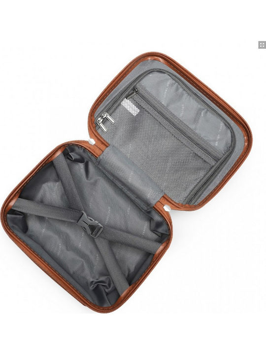 Miss Lulu British Traveller Ultralight Abs Polycarbonate Vanity Case Black Brown