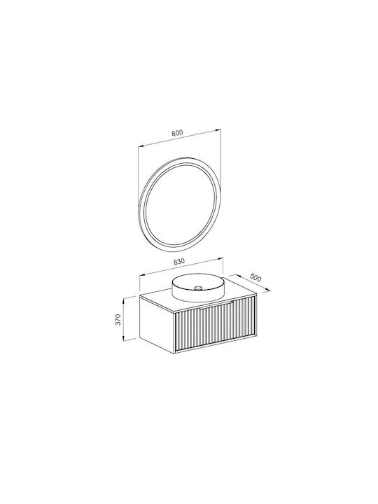 Martin Στρογγυλός Καθρέπτης Μπάνιου Led από MDF 80x80cm Μπλε