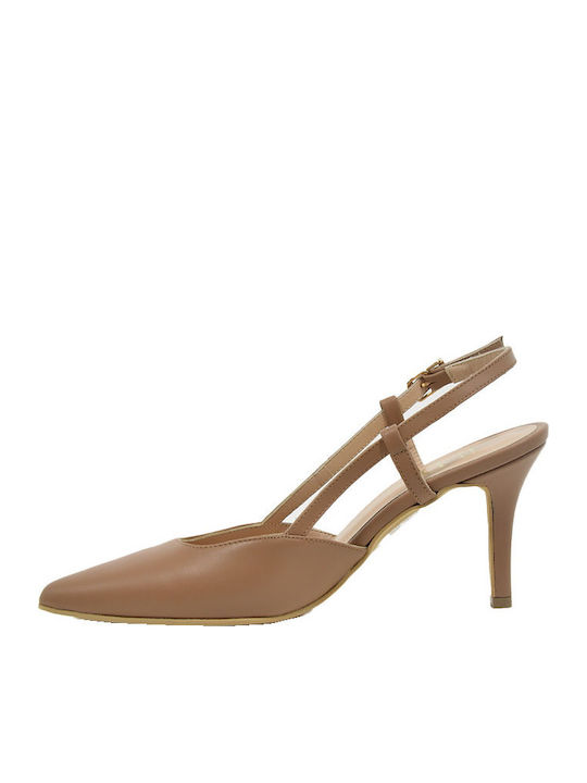 Leather Beige Heels