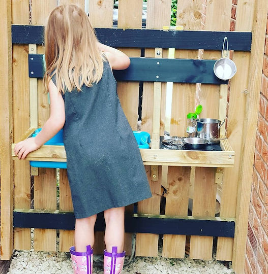 Mud Kitchen XL Large Wall Deluxe + Accessories Wooden Outdoor Playhouse