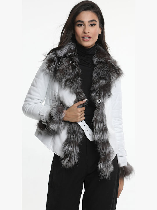 Jane Jane Women's Lifestyle Leather Jacket for Winter White