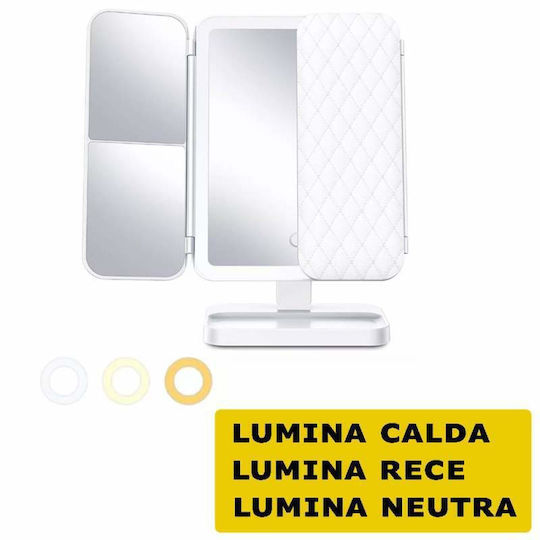 Καθρέπτης Μακιγιάζ με Φως Zoom x3 18.5x31cm Λευκός
