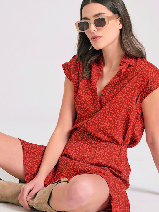 High-waisted Mini Skirt Floral Brown