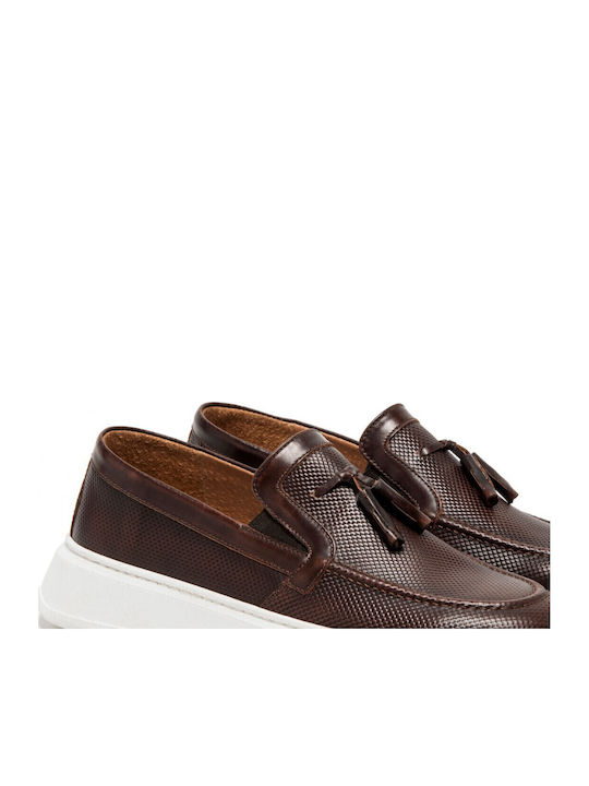 Δερμάτινα Ανδρικά Loafers σε Καφέ Χρώμα