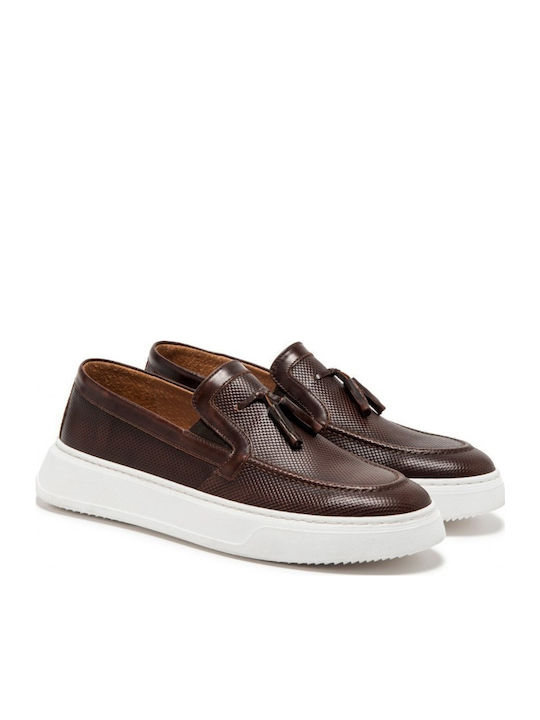 Δερμάτινα Ανδρικά Loafers σε Καφέ Χρώμα