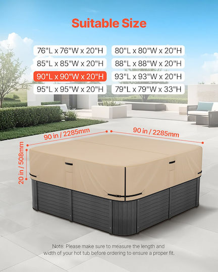 Vevor Sun Protective Pool Cover 228.5x228.5cm 1pcs